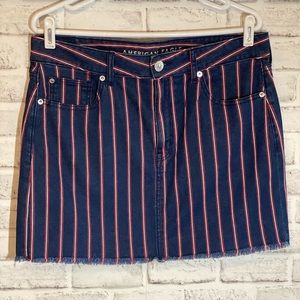 NWOT American Eagle Striped Mini Skirt L